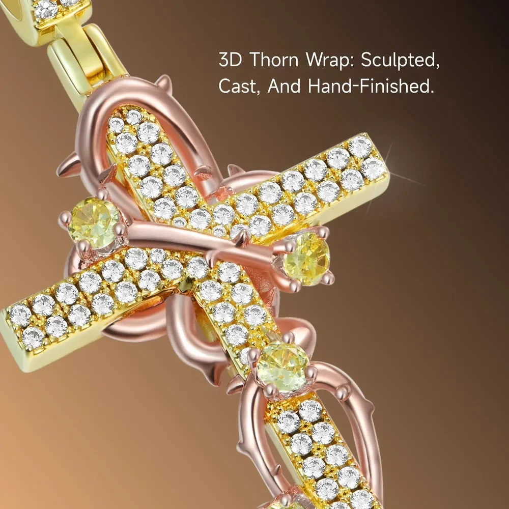 Thorned Rose Cross Pendant _ Jewelry For Mens02-min